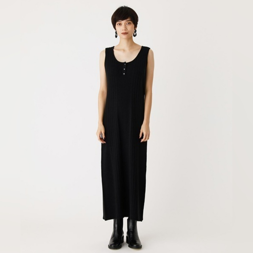 Azul By Moussy Midi Sleeveless Ribbed Sweater Dress Black Size Small